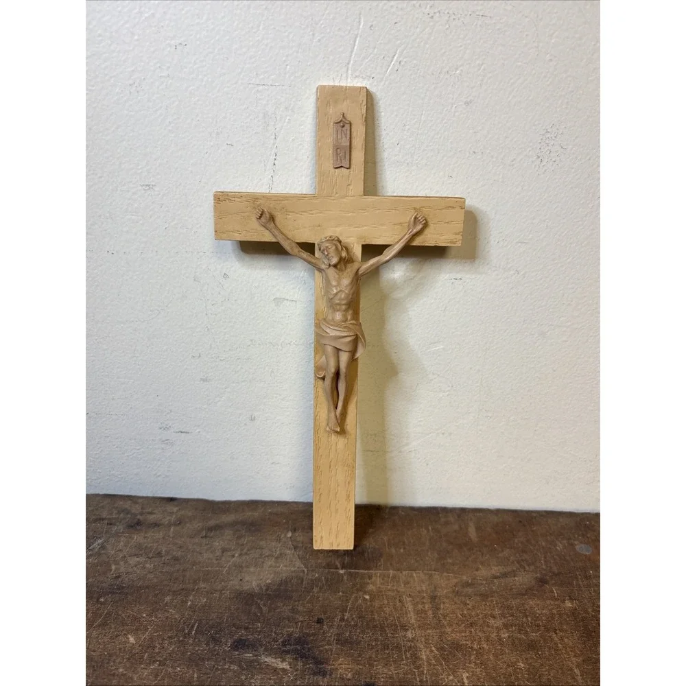 Vintage Crucifix Plaque IRNI Jesus on the Cross Wall Hanging